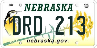 NE license plate DRD213
