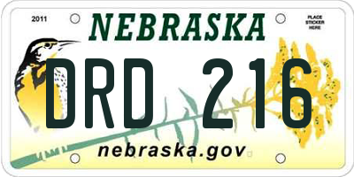 NE license plate DRD216