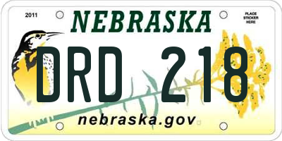 NE license plate DRD218