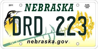 NE license plate DRD223