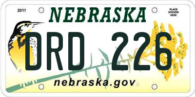 NE license plate DRD226