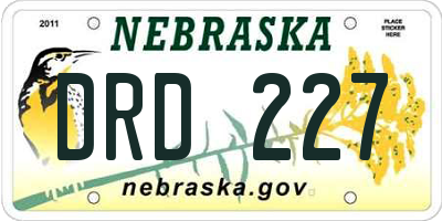 NE license plate DRD227