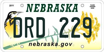 NE license plate DRD229
