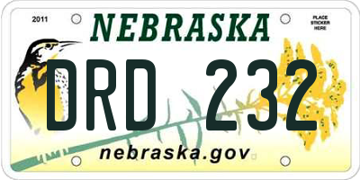 NE license plate DRD232