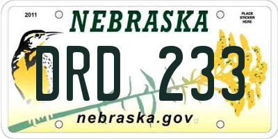 NE license plate DRD233