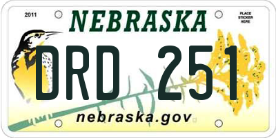 NE license plate DRD251