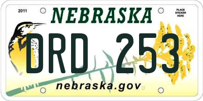NE license plate DRD253