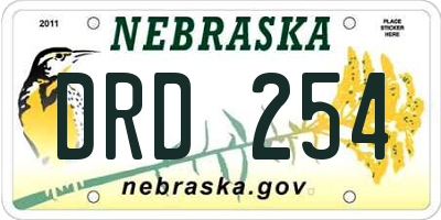NE license plate DRD254