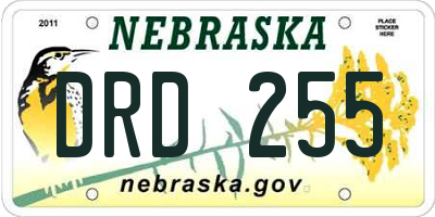 NE license plate DRD255