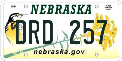 NE license plate DRD257