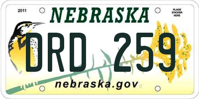NE license plate DRD259