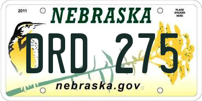NE license plate DRD275