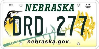 NE license plate DRD277