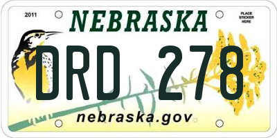 NE license plate DRD278