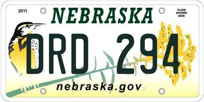 NE license plate DRD294