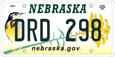NE license plate DRD298