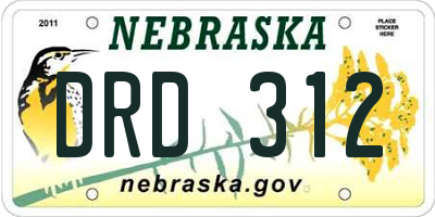 NE license plate DRD312