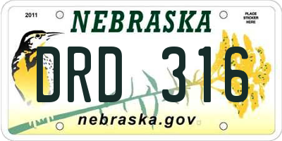 NE license plate DRD316