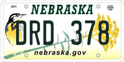 NE license plate DRD378