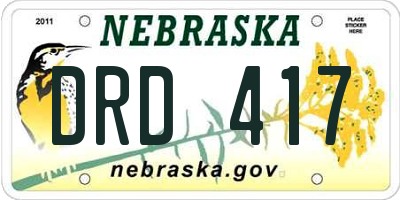 NE license plate DRD417