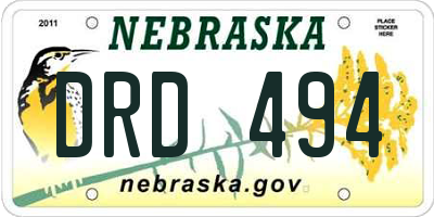 NE license plate DRD494