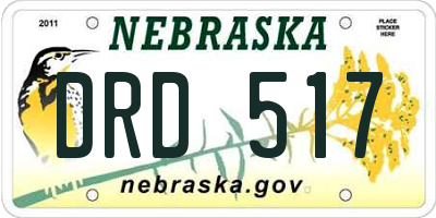 NE license plate DRD517