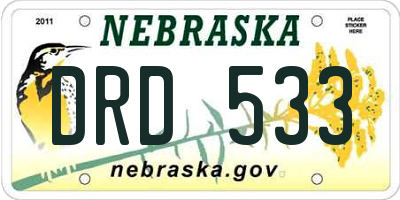 NE license plate DRD533