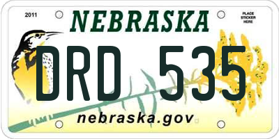 NE license plate DRD535