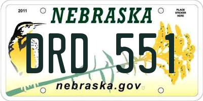 NE license plate DRD551