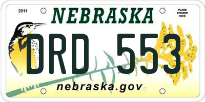 NE license plate DRD553