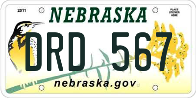 NE license plate DRD567