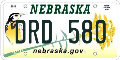 NE license plate DRD580