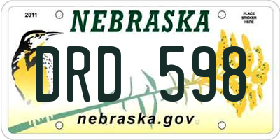 NE license plate DRD598