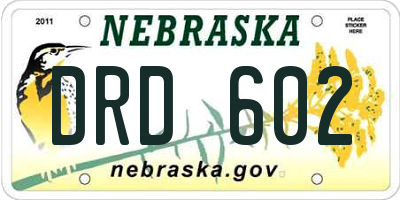 NE license plate DRD602