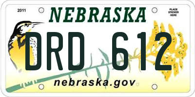 NE license plate DRD612