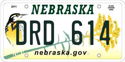 NE license plate DRD614