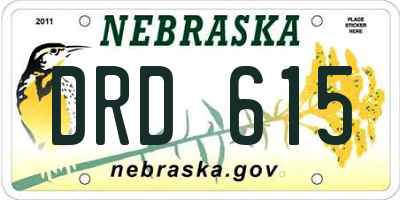 NE license plate DRD615