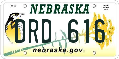 NE license plate DRD616