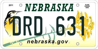 NE license plate DRD631
