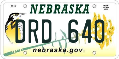 NE license plate DRD640