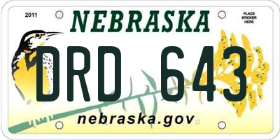 NE license plate DRD643