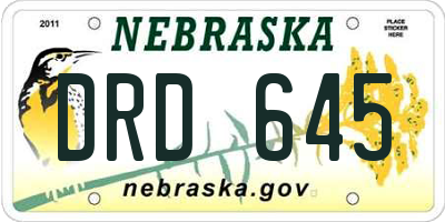 NE license plate DRD645