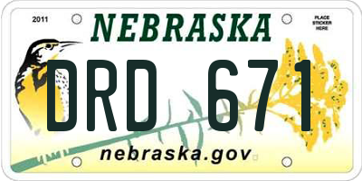NE license plate DRD671
