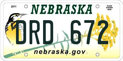 NE license plate DRD672