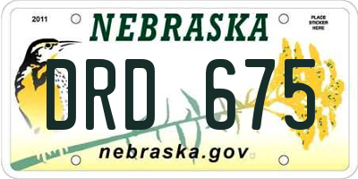NE license plate DRD675