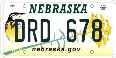 NE license plate DRD678