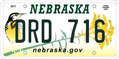 NE license plate DRD716