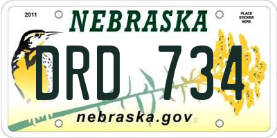 NE license plate DRD734