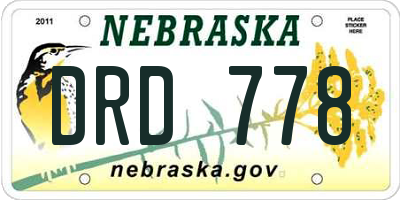 NE license plate DRD778