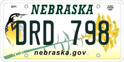 NE license plate DRD798